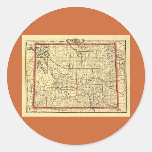 Wyoming Map 1895 Ronde Sticker (Voorkant)