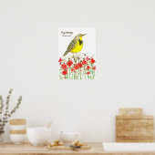 Wyoming Meadowlark Songbird Indian Paintborstel Poster (Keuken)