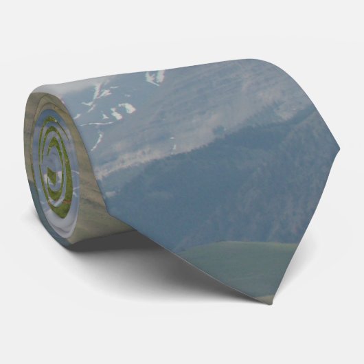 Wyoming Mountain Scene Necktie Stropdas (Opgerold)