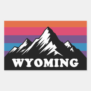 Wyoming Mountain Sunset Retro Sticker