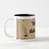 Wyoming Notional Public Scroll Feather Quill Tweekleurige Koffiemok (Links)