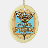 Wyoming Nurse Caduceus Keramisch Ornament (Rechts)