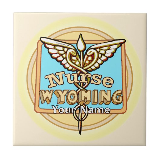 Wyoming Nurse Caduceus Tile Tegeltje (Voorkant)