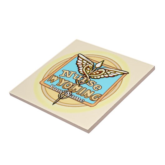 Wyoming Nurse Caduceus Tile Tegeltje (Zijkant)