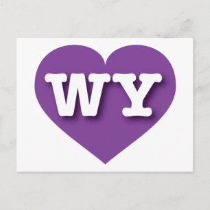 Wyoming Paars Heart - Ik hou van WY Briefkaart