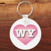 Wyoming Pink Fade Heart - Ik hou van WY Sleutelhanger (Voorkant)