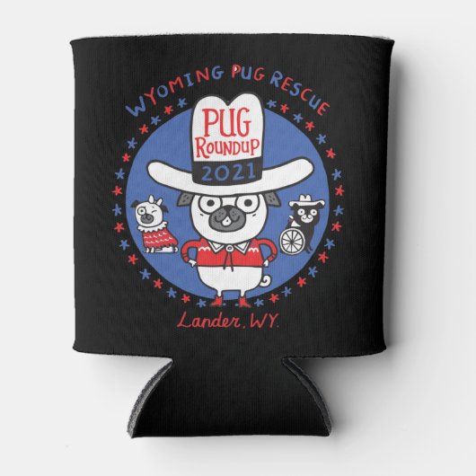 Wyoming Pug Rescue Pug Roundup 2021 Blikjeskoeler (Voorkant)