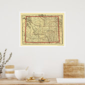Wyoming Railroad & Town Map 1895 Poster (Keuken)