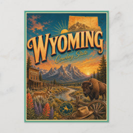 Wyoming Retro Reis Souvenir Prentbriefkaart Briefkaart