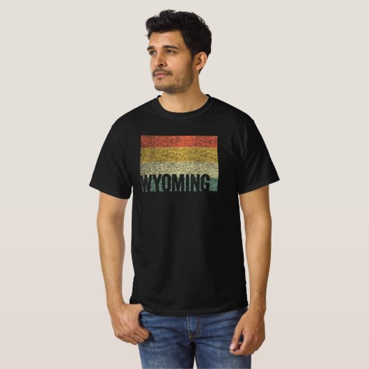 Wyoming  Retro Sunset Distress Map T-shirt (Voorkant volledig)