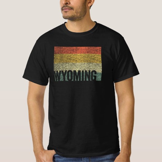 Wyoming  Retro Sunset Distress Map T-shirt (Voorkant)