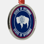 Wyoming Round Emblem Metalen Ornament (Rechts)