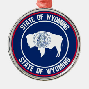 Wyoming Round Emblem Metalen Ornament