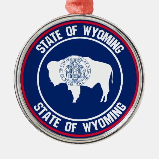 Wyoming Round Emblem Metalen Ornament (Voorkant)