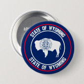 Wyoming Round Emblem Ronde Button 7,6 Cm (Voorkant /achterkant)