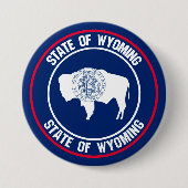 Wyoming Round Emblem Ronde Button 7,6 Cm (Voorkant)
