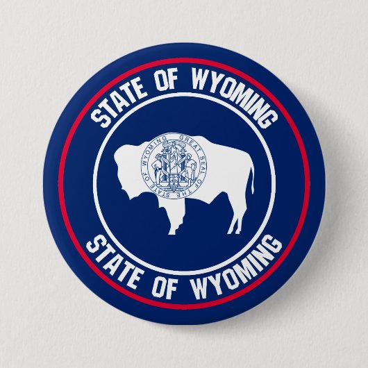 Wyoming Round Emblem Ronde Button 7,6 Cm (Voorkant)