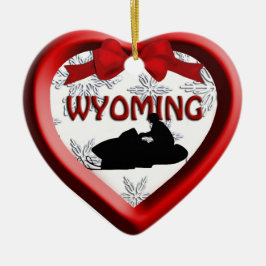 Wyoming Snowmobile Heart-kerstversiering Keramisch Ornament