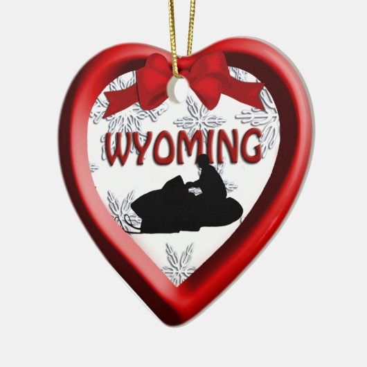 Wyoming Snowmobile Heart-kerstversiering Keramisch Ornament (Links)