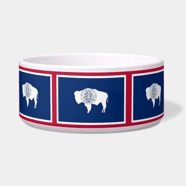 Wyoming Staat Vlag Huisdier Kom (Voorkant)