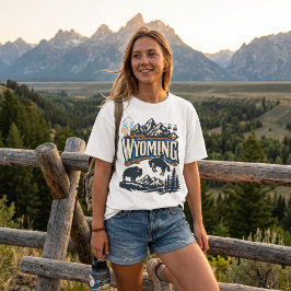 Wyoming Staatserfgoed Yellowstone Teton Kunst T-shirt