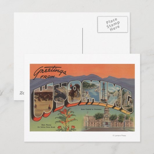 Wyoming (staatskapitaal/bloem) briefkaart (Voorkant / Achterkant)