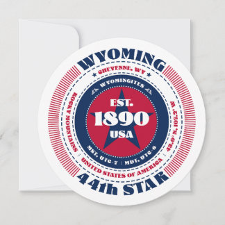 Wyoming State Circular Typography Flat Kaart