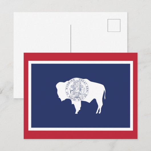 Wyoming State Flag Bison Red Border Briefkaart (Voorkant / Achterkant)