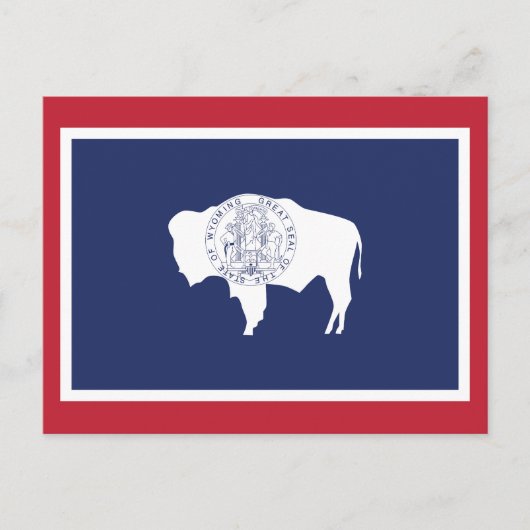 Wyoming State Flag Bison Red Border Briefkaart (Voorkant)