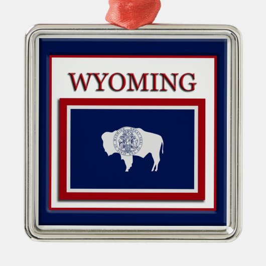 Wyoming State Flag Kerstversiering Metalen Ornament (Voorkant)