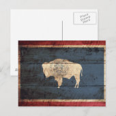 Wyoming State Flag op Old Wood Grain Briefkaart (Voorkant / Achterkant)