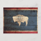 Wyoming State Flag op Old Wood Grain Briefkaart (Voorkant)