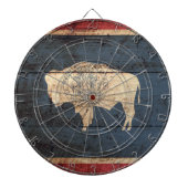 Wyoming State Flag op Old Wood Grain Dartbord (Voorkant)