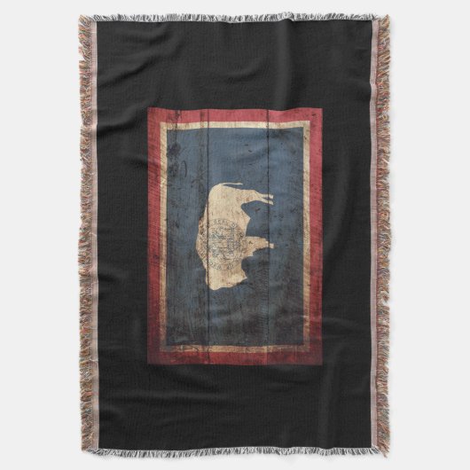 Wyoming State Flag op Old Wood Grain Deken (Voorkant Verticaal)