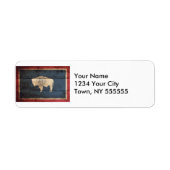 Wyoming State Flag op Old Wood Grain Etiket (Voorkant)