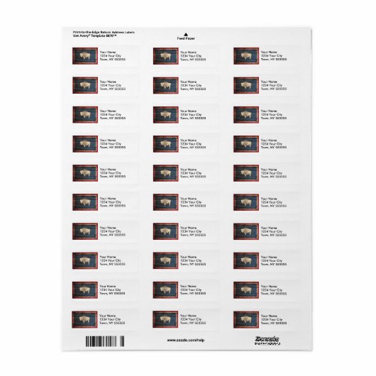 Wyoming State Flag op Old Wood Grain Etiket (Full Sheet)