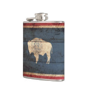 Wyoming State Flag op Old Wood Grain Heupfles (Links)