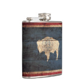 Wyoming State Flag op Old Wood Grain Heupfles (Rechts)