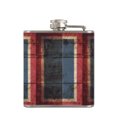 Wyoming State Flag op Old Wood Grain Heupfles (Achterkant)