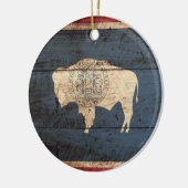 Wyoming State Flag op Old Wood Grain Keramisch Ornament (Links)
