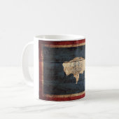 Wyoming State Flag op Old Wood Grain Koffiemok (Voorkant links)