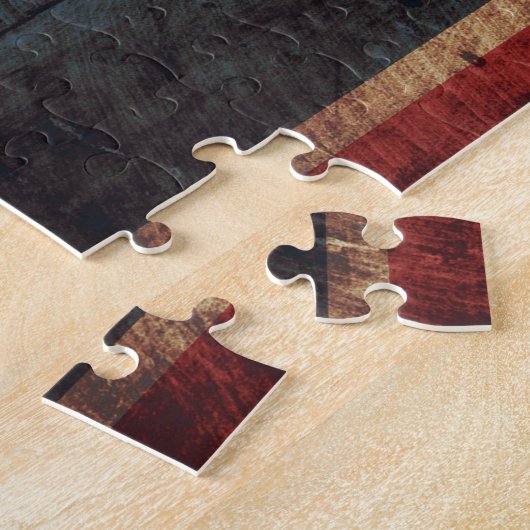 Wyoming State Flag op Old Wood Grain Legpuzzel (Zijkant)