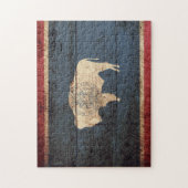 Wyoming State Flag op Old Wood Grain Legpuzzel (Verticaal)