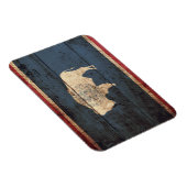 Wyoming State Flag op Old Wood Grain Magneet (Rechterzijde)
