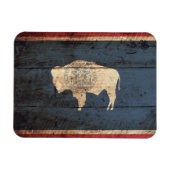 Wyoming State Flag op Old Wood Grain Magneet (Horizontaal)