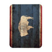 Wyoming State Flag op Old Wood Grain Magneet (Verticaal)