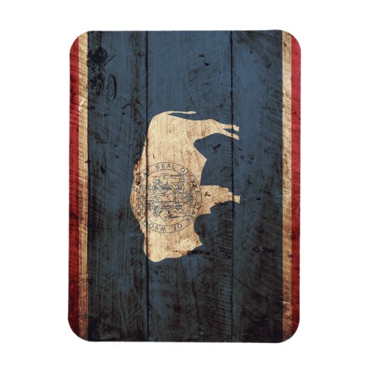Wyoming State Flag op Old Wood Grain Magneet (Verticaal)