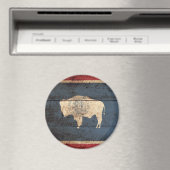 Wyoming State Flag op Old Wood Grain Magneet (Insitu (Vaatwasser))