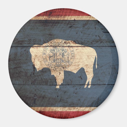 Wyoming State Flag op Old Wood Grain Magneet (Voorkant)