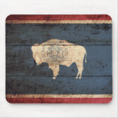 Wyoming State Flag op Old Wood Grain Muismat (Voorkant)